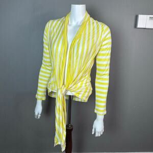 ANATOMIE sweater cardigan XS striped yellow wrap soft tissue nautical